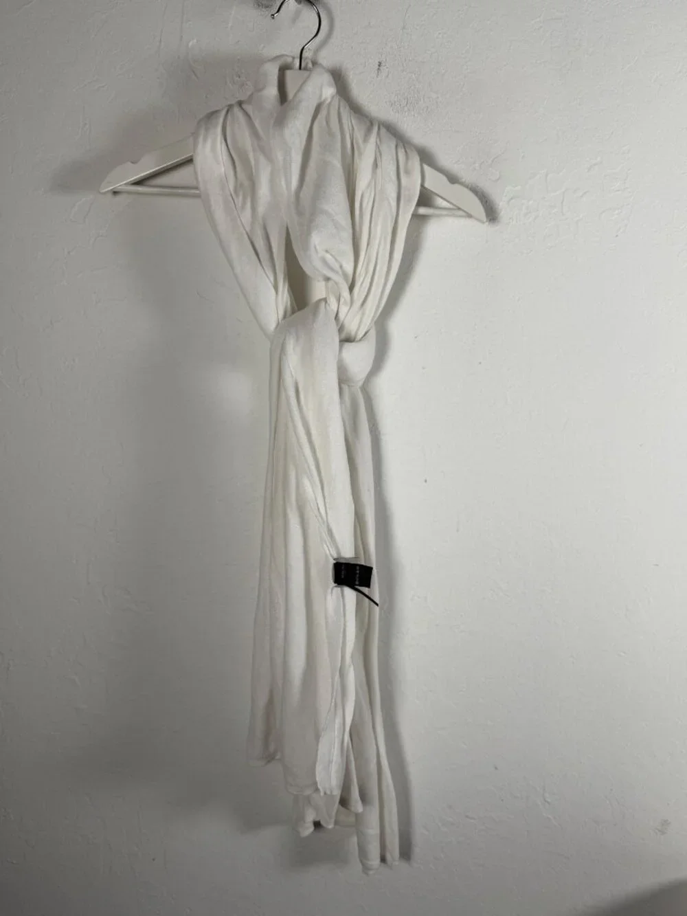 Lilith Womens White Knit Scarf 100% Cotton Made In France 80x26 Lightweight